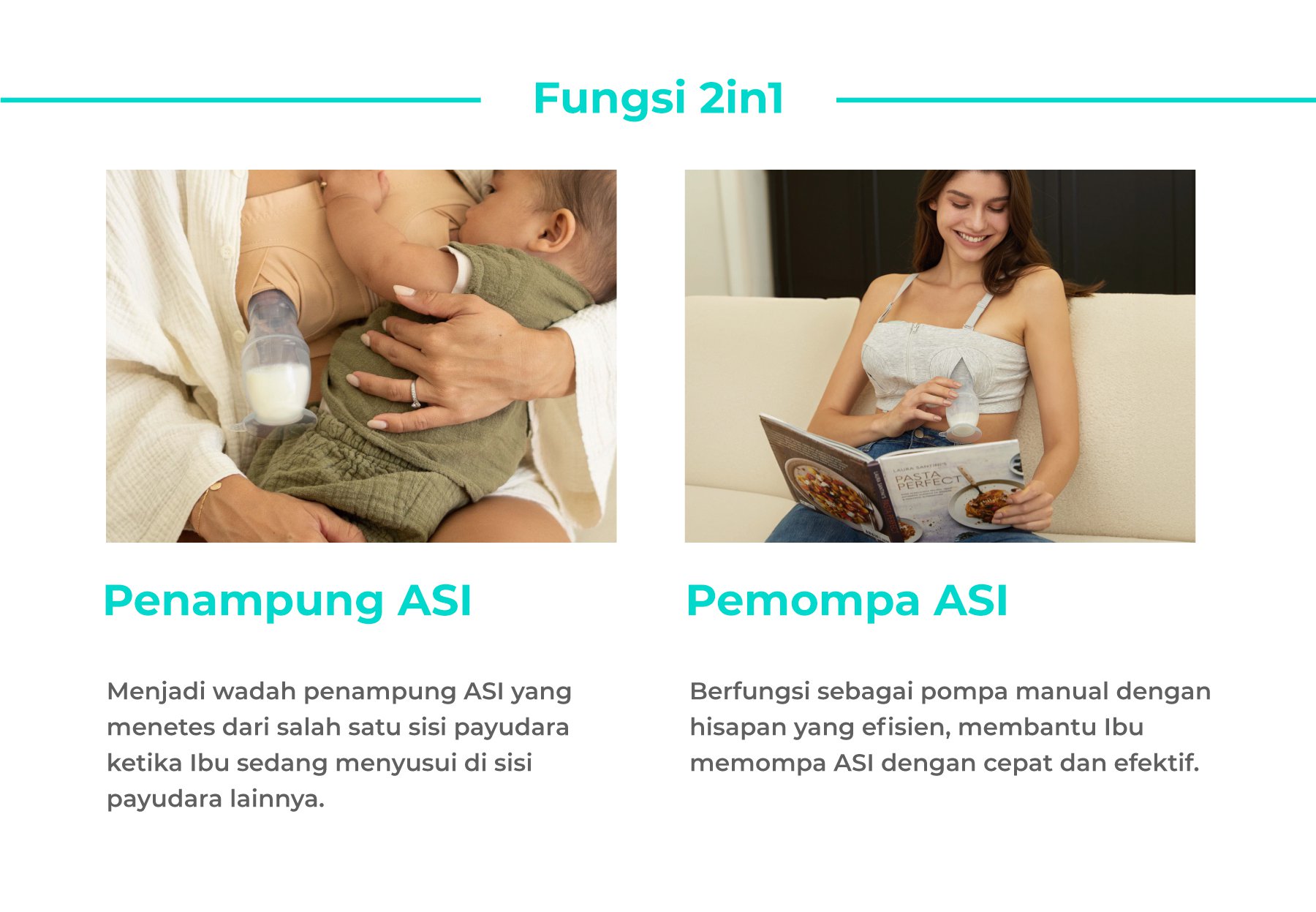 MOOIMOM Premium Silicone Breast Pump Package - Penampung ASI Silikon Premium description image