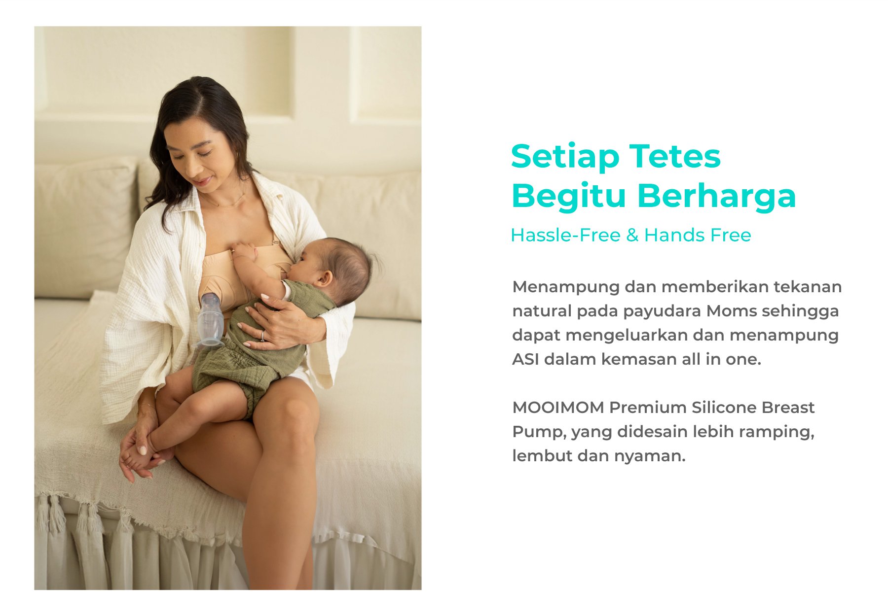 MOOIMOM Premium Silicone Breast Pump Package - Penampung ASI Silikon Premium description image