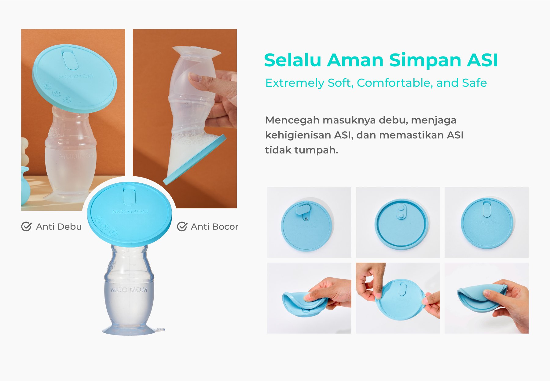 MOOIMOM Premium Silicone Breast Pump Package - Penampung ASI Silikon Premium description image