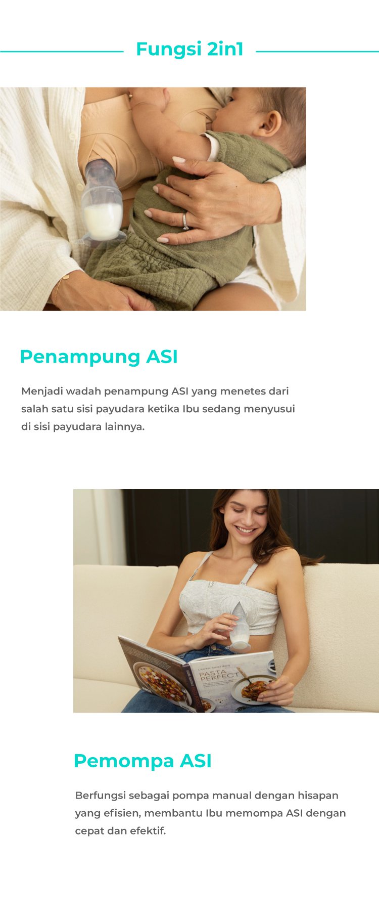 MOOIMOM Premium Silicone Breast Pump Package - Penampung ASI Silikon Premium description image