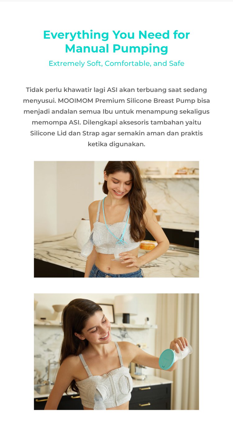 MOOIMOM Premium Silicone Breast Pump Package - Penampung ASI Silikon Premium description image