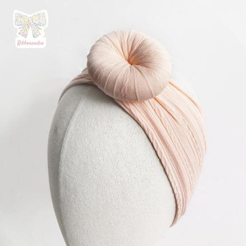 Ribbonandco Donut Headband Variant Peach -  Bandana Polos Bayi & Anak