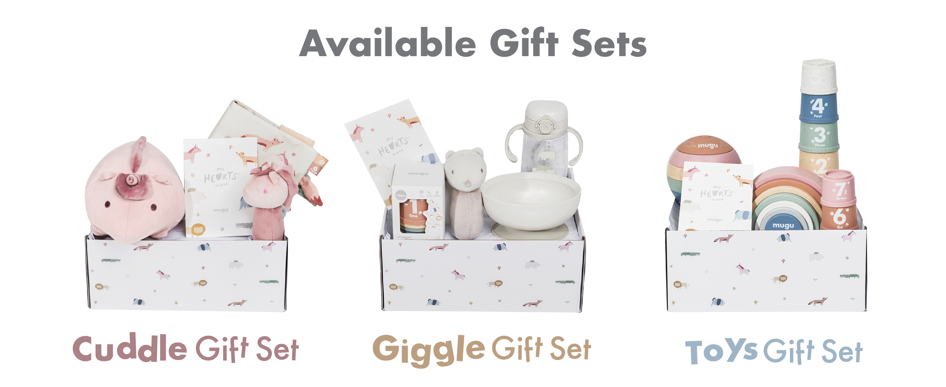 mugu GIGGLE GIFTSET - Set Mainan Edukatif dan Perlengkapan Anak: Boneka Plush, Mangkuk, dan Botol Minum description image