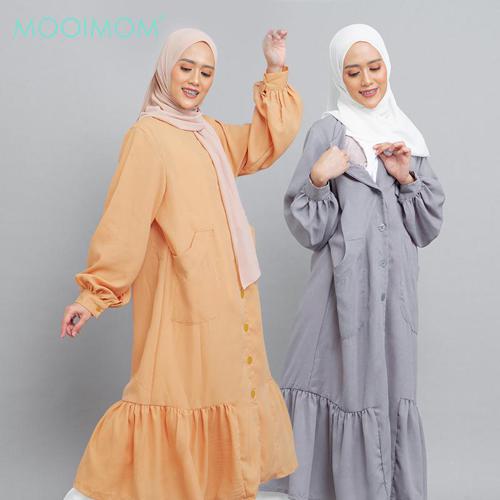 MOOIMOM Long Button Gamis Dress with Flaire - Dress Hamil Menyusui