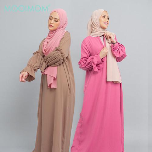 MOOIMOM Basic Gamis with Ruffles Sleeve - Dress Hamil Menyusui