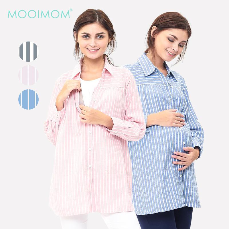 MOOIMOM Nursing Stripe Shirt - Baju Hamil & Menyusui