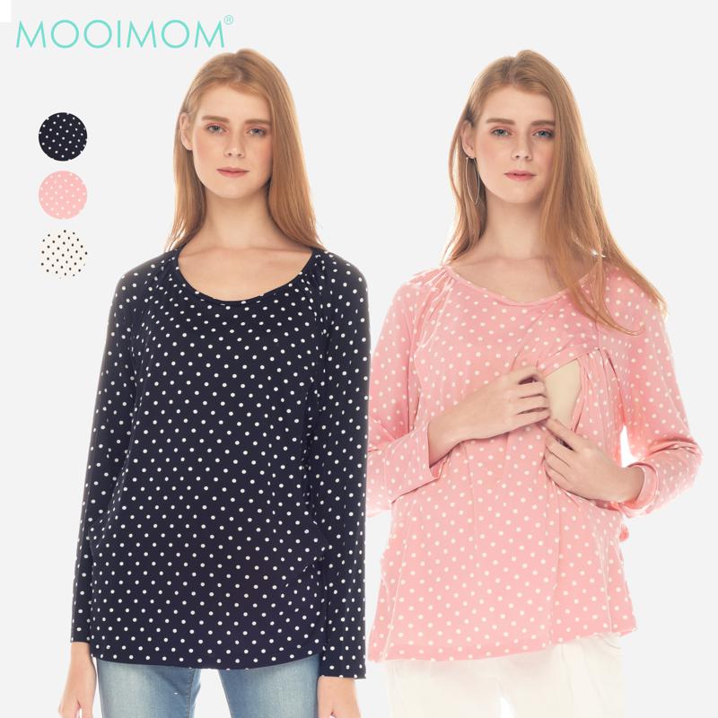 MOOIMOM Polkadot Nursing Long Sleeve Top - Baju Hamil & Menyusui