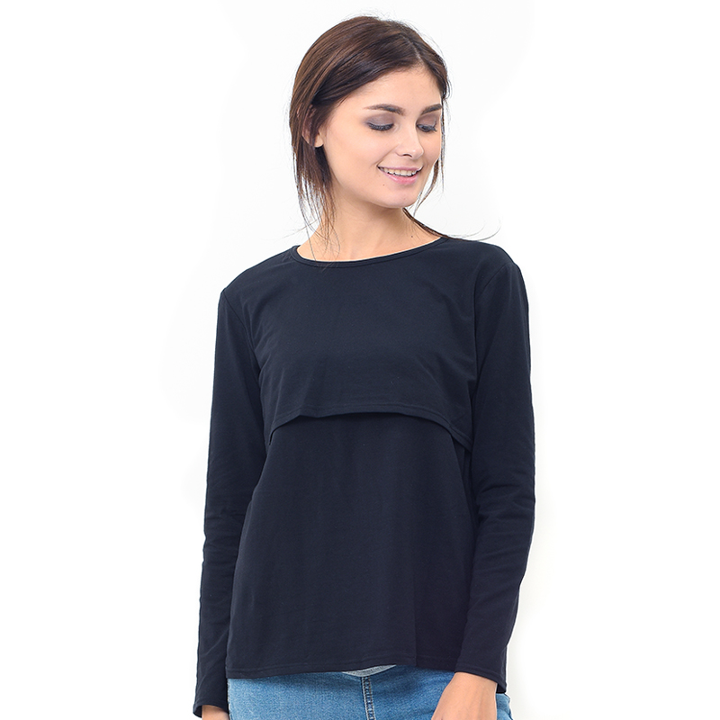Basic Long Sleeve Nursing Top - Atasan Ibu Hamil Menyusui - Foto 7