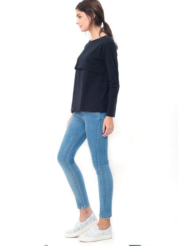 Basic Long Sleeve Nursing Top - Atasan Ibu Hamil Menyusui - Foto 10