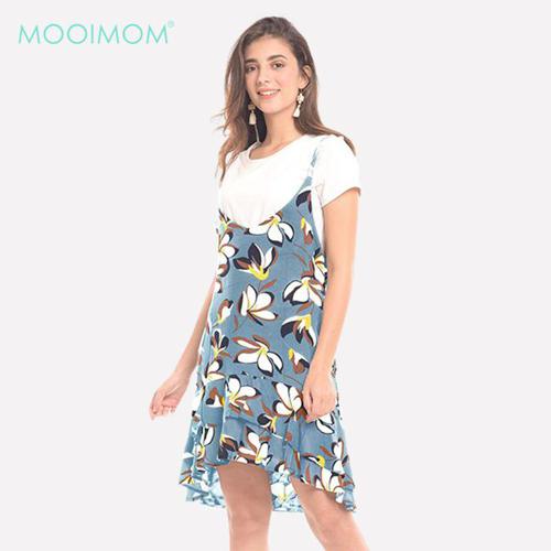 MOOIMOM 2 Piece Summer Floral Nursing Dress - Dress Hamil Menyusui