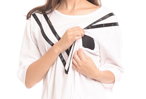MOOIMOM Casual Tape Zip Maternity White - Dress Hamil Menyusui description image