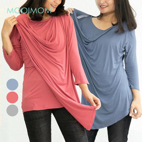 MOOIMOM Long Sleeve Drapery Maternity And Nursing Shirt - Baju Hamil & Menyusui