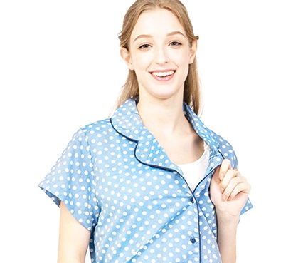 MOOIMOM Pajamas Sleepwear Dress Blue - Baju Tidur Hamil Menyusui description image