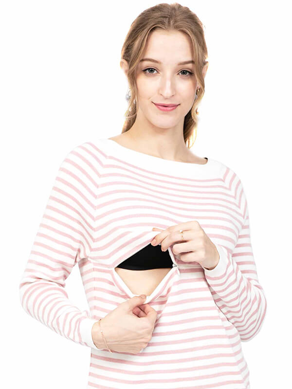 MOOIMOM Stripe Nursing T - Shirt - Baju Hamil & Menyusui description image