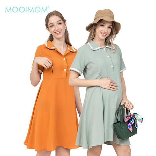 MOOIMOM Collar Nursing Dress - Dress Hamil Menyusui