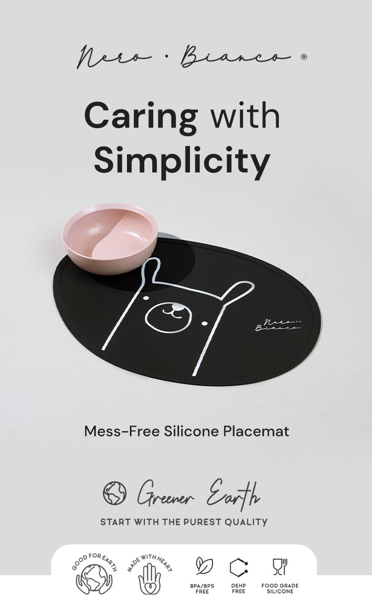 Nero Bianco Silicone Placemat - Alas Makan Anak description image