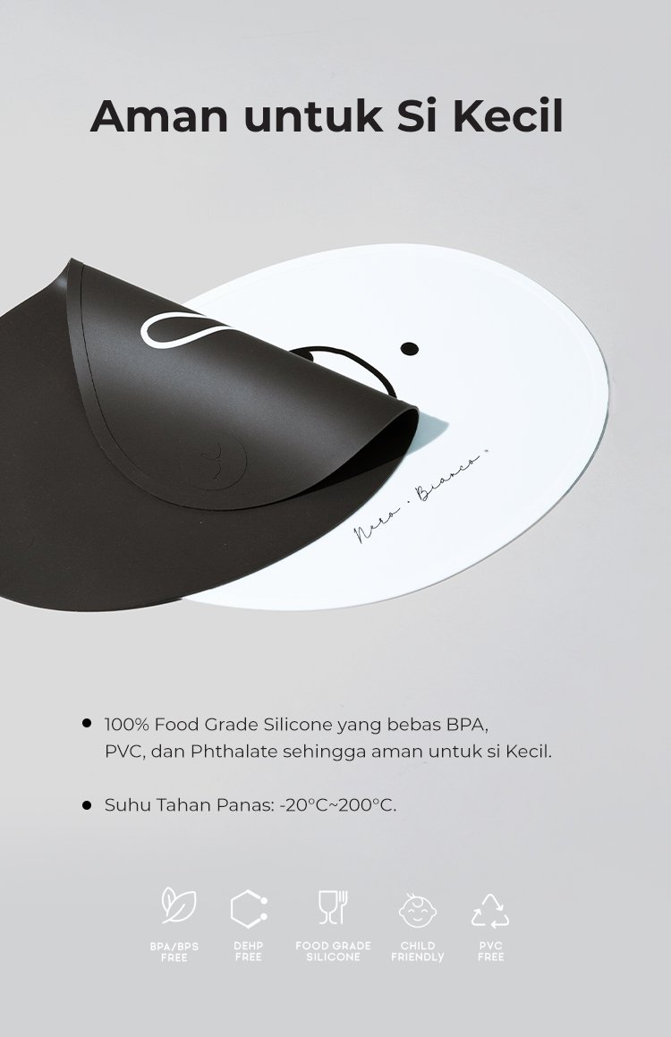 Nero Bianco Silicone Placemat - Alas Makan Anak description image