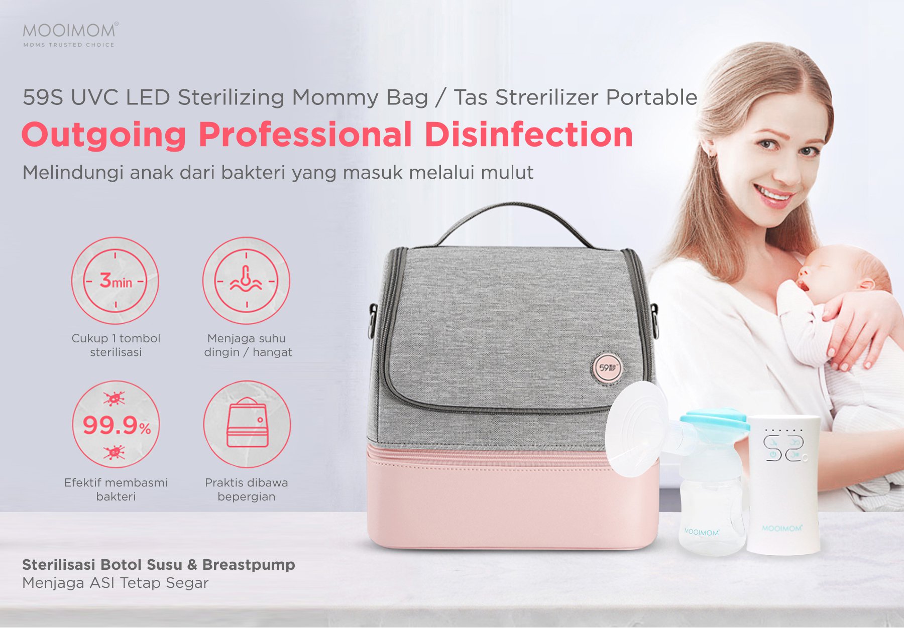 59S UVC Led Sterilizing Mommy Bag - Tas Sterilizer Portable description image