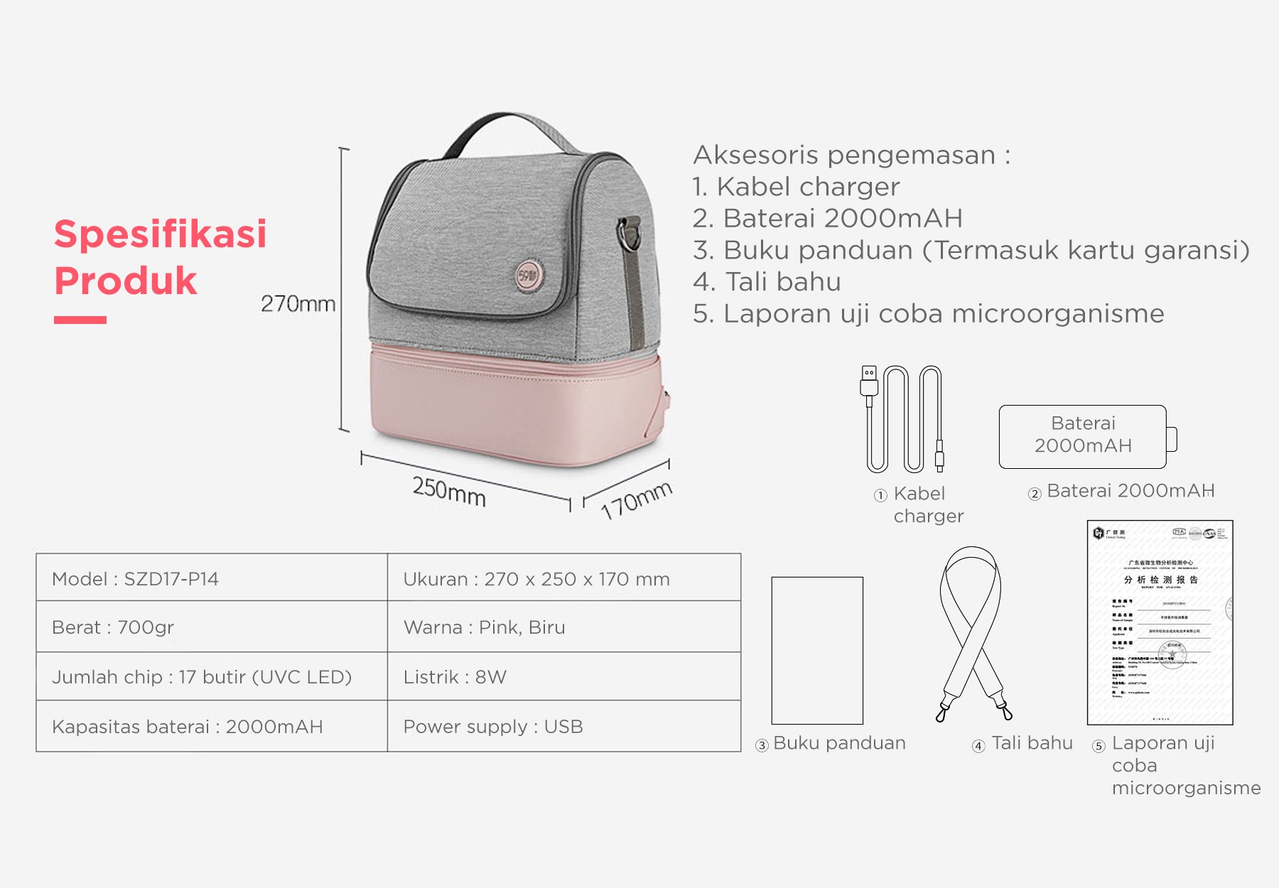 59S UVC Led Sterilizing Mommy Bag - Tas Sterilizer Portable description image