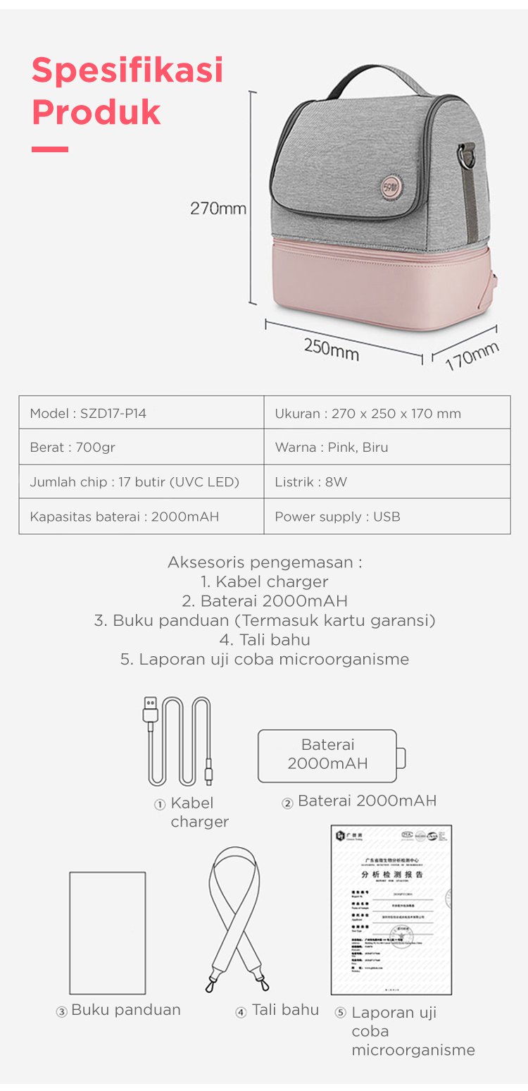 59S UVC Led Sterilizing Mommy Bag - Tas Sterilizer Portable description image