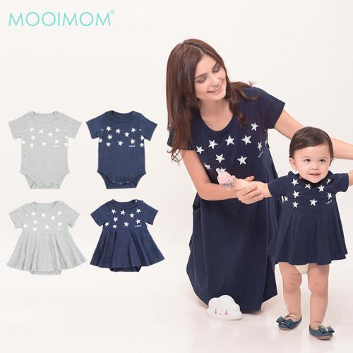 MOOIMOM Starry Sky Nursing Dress + Baby Clothes - Baju Couple Hamil Menyusui Ibu Anak