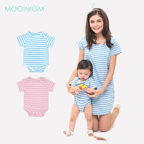 MOOIMOM Comfort Stripe Nursing T - Shirts Dress Couple Set - Baju Couple Hamil Menyusui Ibu Anak image