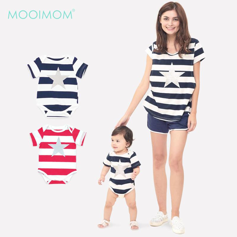 MOOIMOM Star Steripe Nursing Couple Set - Baju Couple Hamil Menyusui Ibu Anak