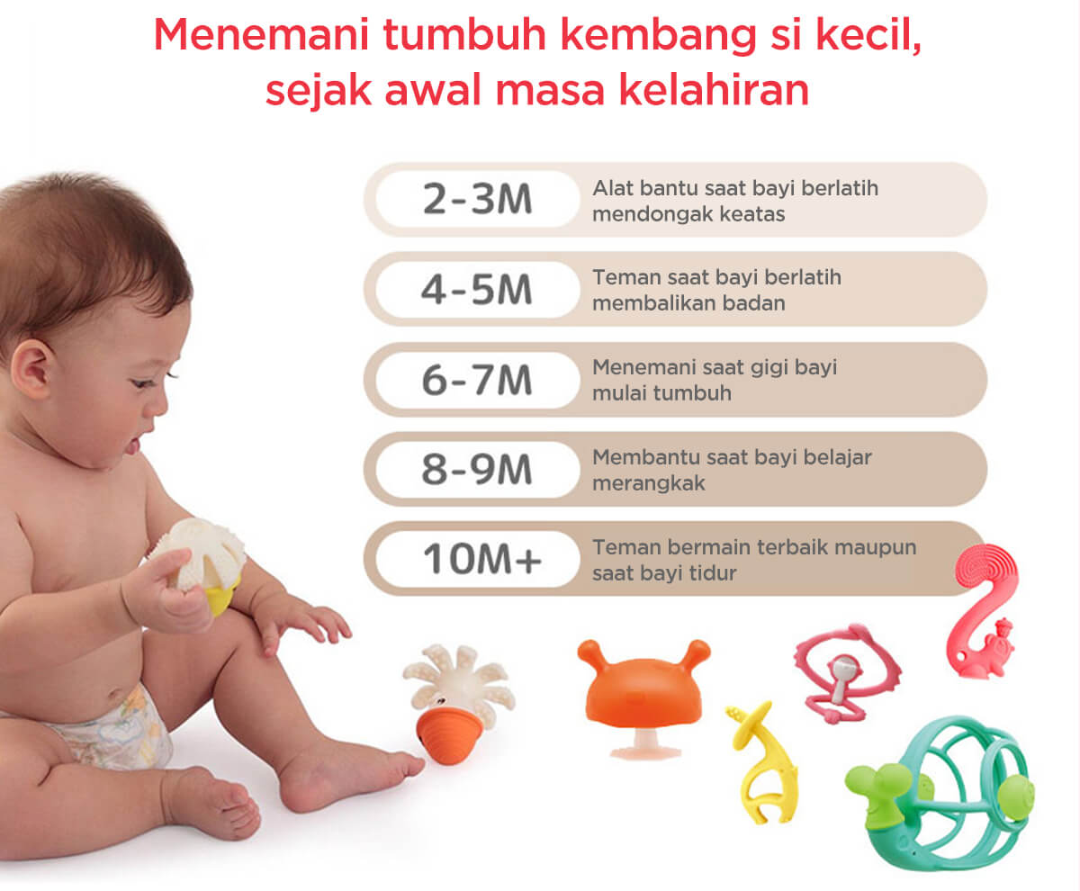 Mombella Octopus Teether Toy Doo - Gigitan Bayi Aman description image