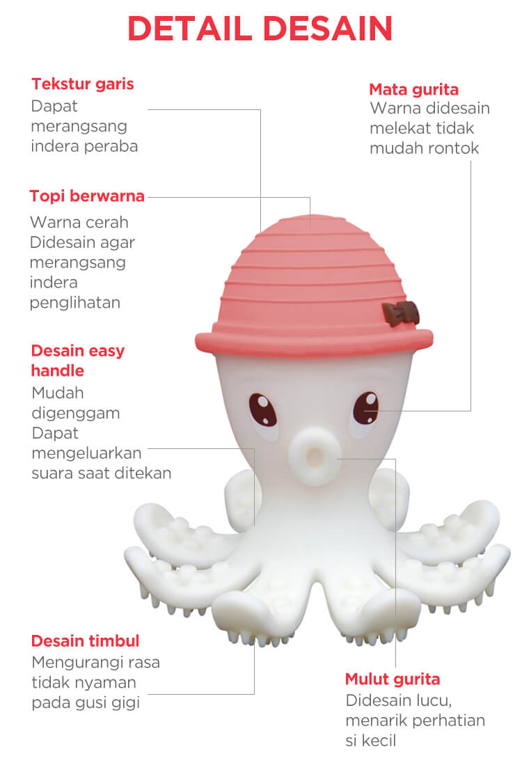 Mombella Octopus Teether Toy Doo - Gigitan Bayi Aman description image