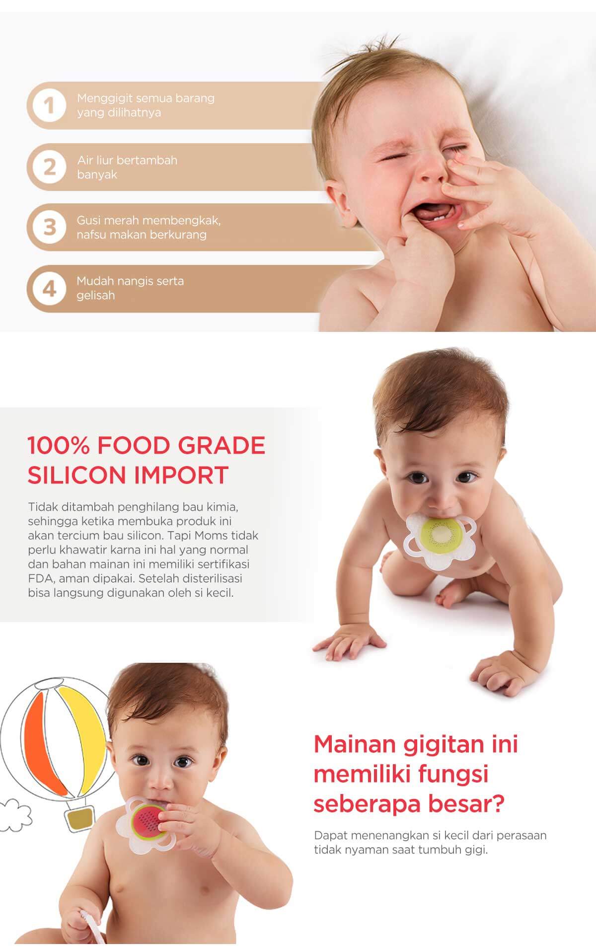 Mombella Flower Fruit Teether - Gigitan Bayi Aman description image