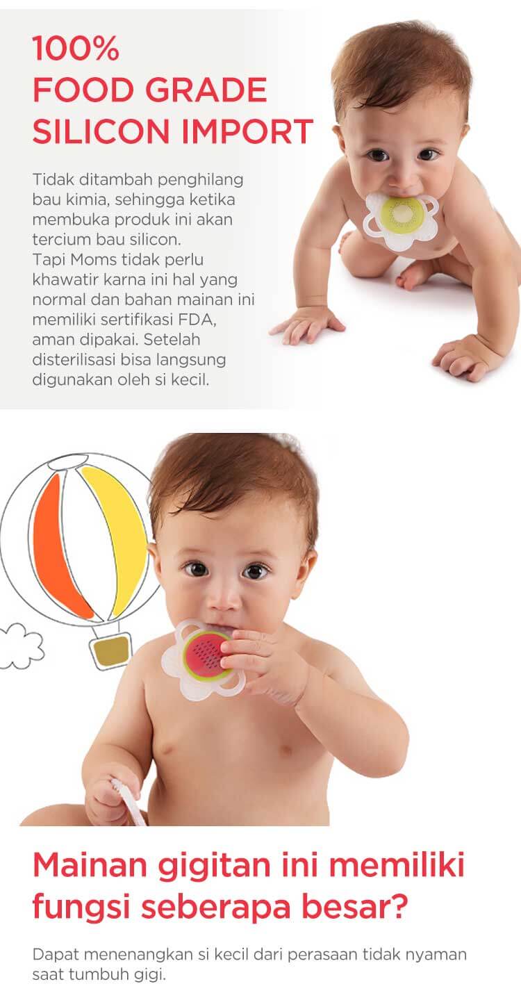 Mombella Flower Fruit Teether - Gigitan Bayi Aman description image