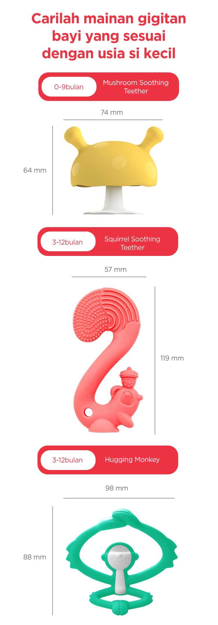 Mombella Flower Fruit Teether - Gigitan Bayi Aman description image