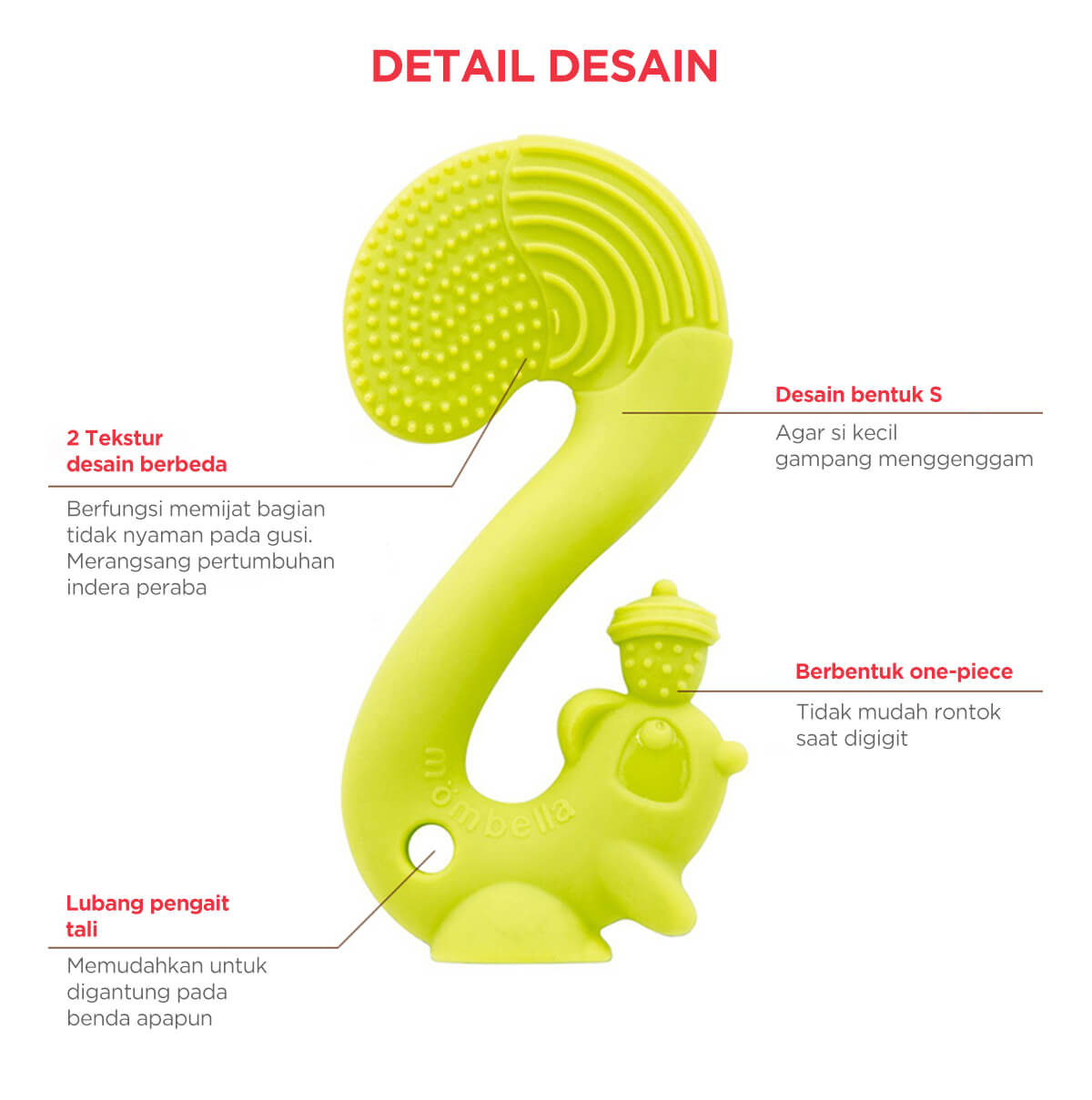 Mombella Squirrel Teether Toy Doo - Gigitan Bayi Aman description image