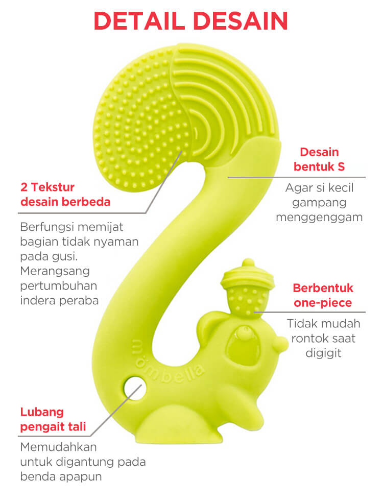 Mombella Squirrel Teether Toy Doo - Gigitan Bayi Aman description image