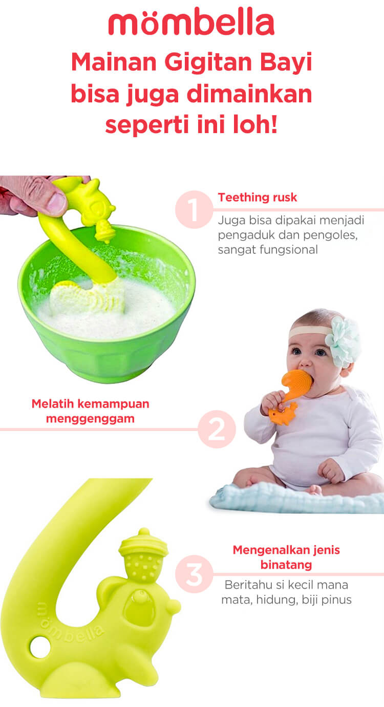 Mombella Squirrel Teether Toy Doo - Gigitan Bayi Aman description image