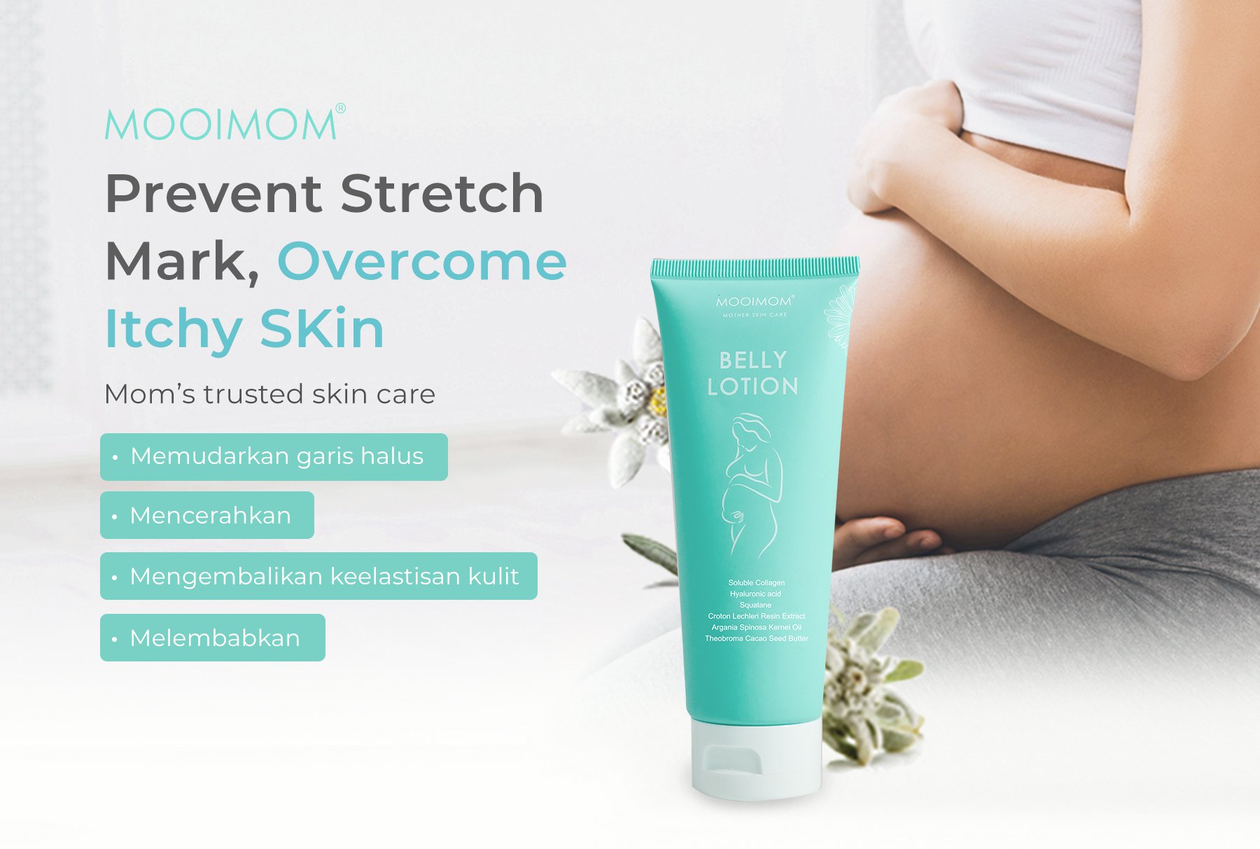 MOOIMOM Belly Lotion - Stretch Mark Cream (110ml) BPOM description image