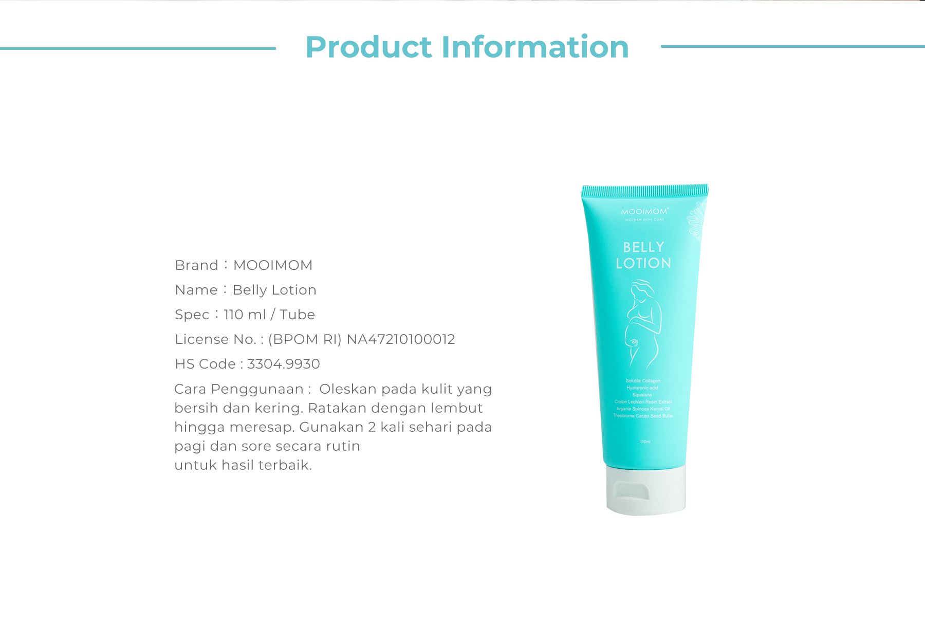 MOOIMOM Belly Lotion - Stretch Mark Cream (110ml) BPOM description image