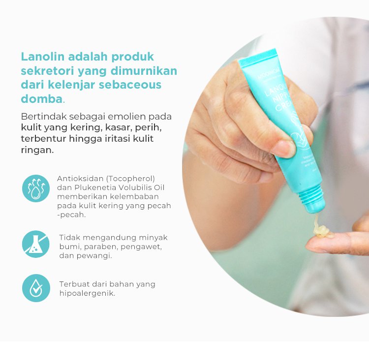 MOOIMOM Lanolin Nipple Cream - Krim Pelindung Ibu Menyusui (15ml) BPOM description image