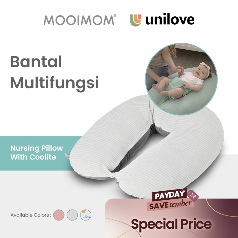 Unilove Nursing Pillow With Organic - Cotton Cover - Grey