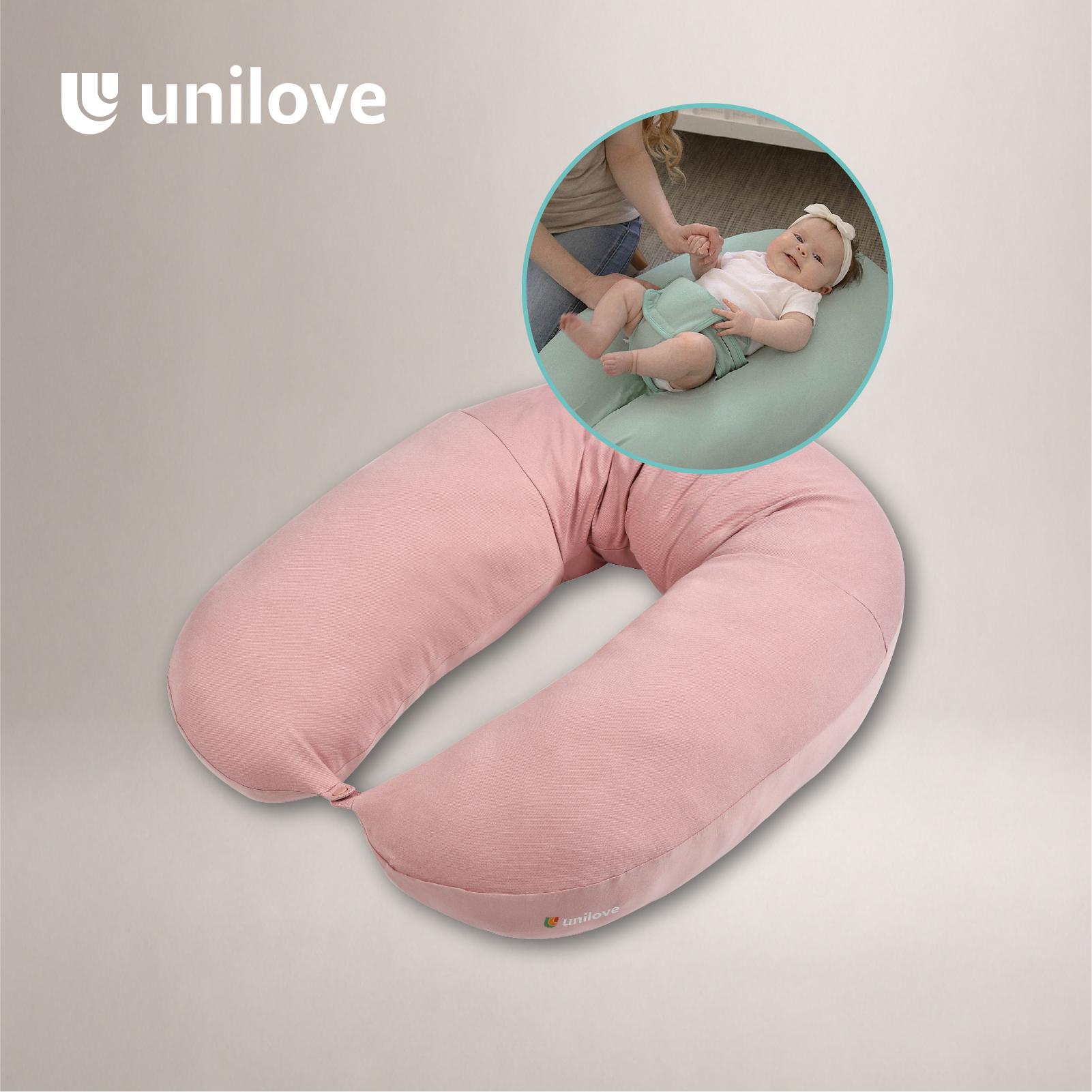 Unilove Nursing Pillow With Cover - Rusty Pink