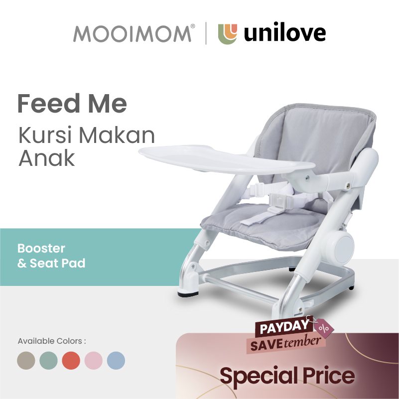Unilove Baby Booster Go - White With Seat Pad - Grey