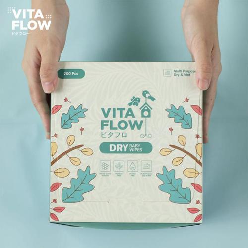 VITAFLOW Baby Wipes Dry & Wet - 200 Sheets - Dry and Wet Tissue