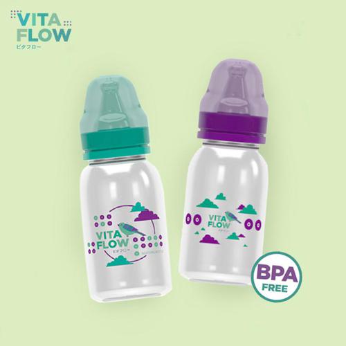 VITAFLOW Botol Susu Multifungsi PP 140ml Dot Size S Motif Awan - Botol Susu Bayi