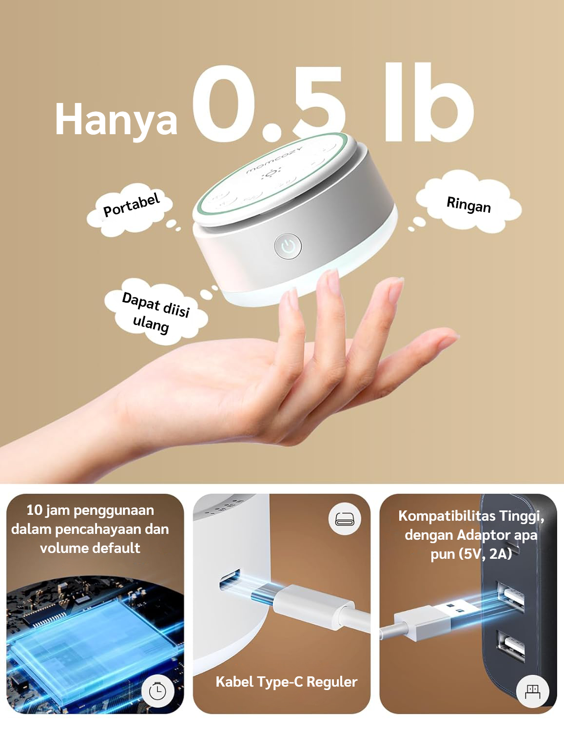 Momcozy Portable Baby Sound Machine (Long Battery Life) description image