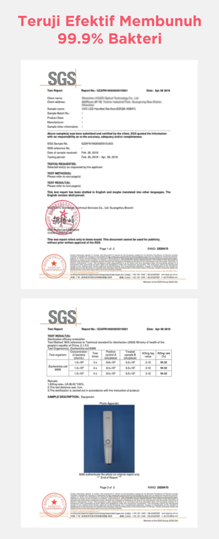 59S UVC LED Sterilizing Wand - Stik Sterliizer description image